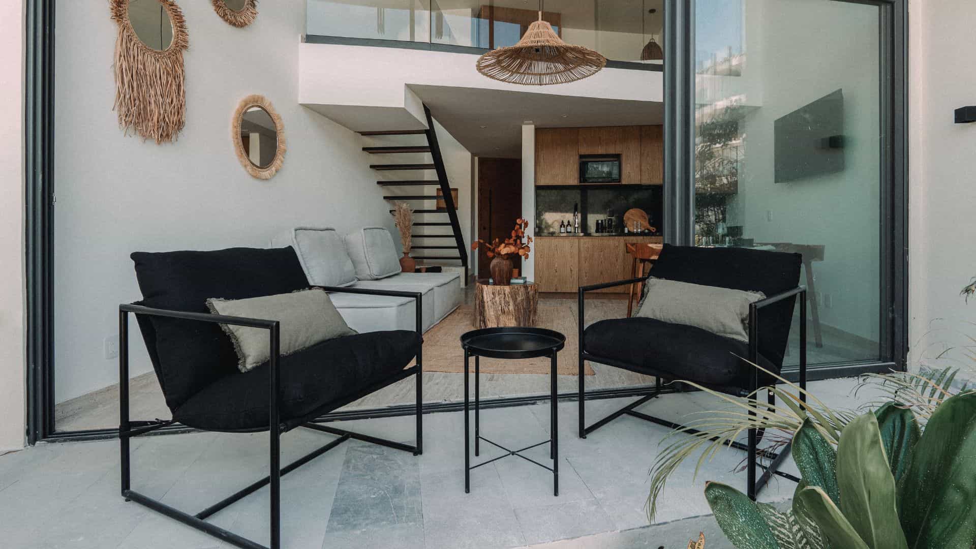 private terrace at LENEVA LOFT overlooking Tulum’s lush jungle.